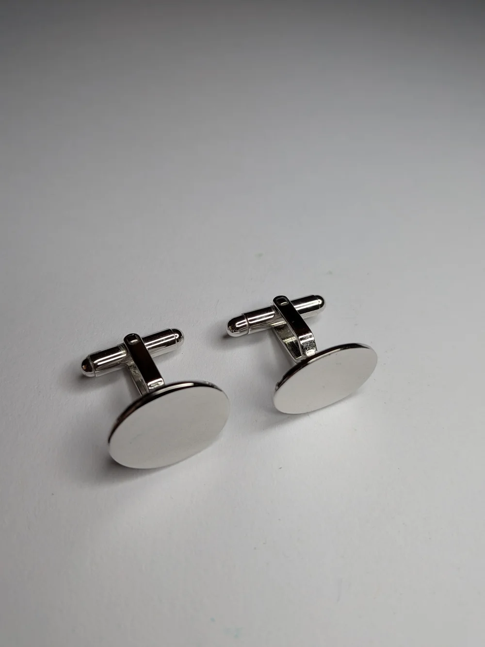 Classic Silver Oval Cufflinks - Men's Accessories